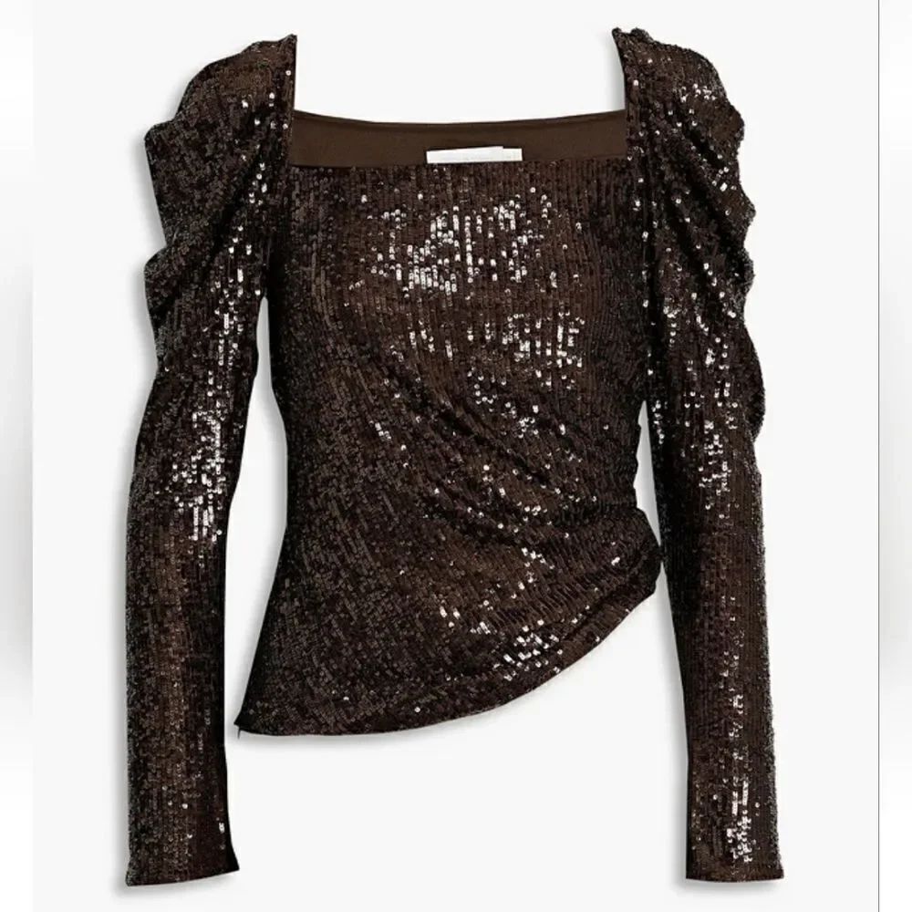 Jonathan Simkhai Allura Hammered Sequin Top puffed sleeves size 10 M New